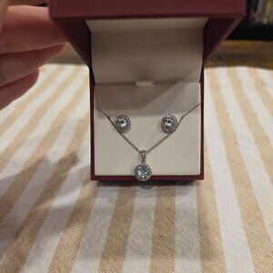 Helzberg Diamonds I am loved Aquamarine Necklace and Earrings set